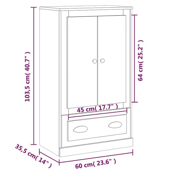 Högskåp vit 60x35,5x103,5 cm konstruerat trä