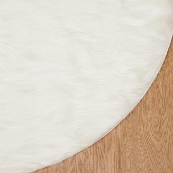 Fuskfäll matta TAFALLA Vit Ø 160 cm Polyester