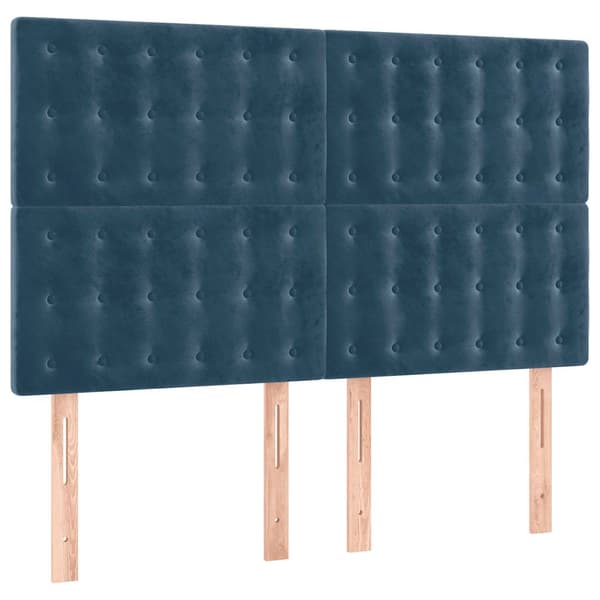 Ramsäng med madrass & LED mörkblå 140x190 cm sammet