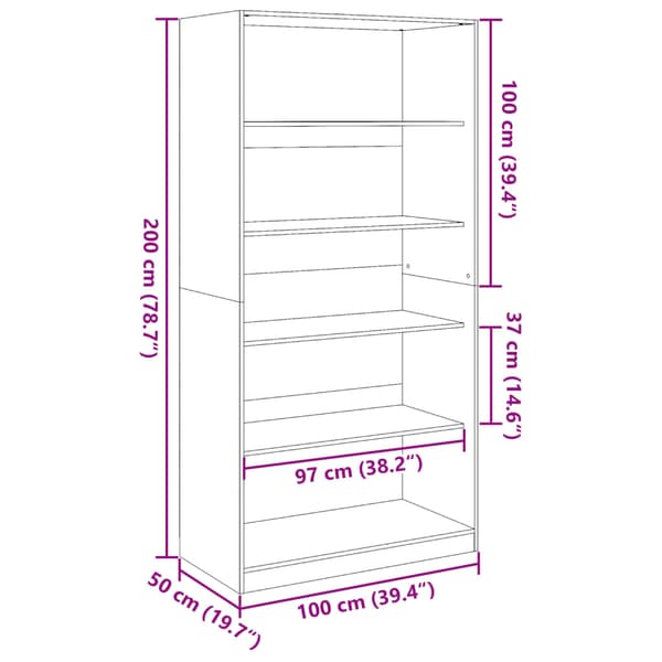 Garderob vit 100x50x200 cm konstruerat trä