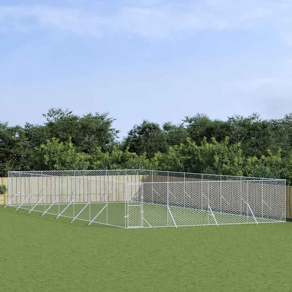 Hundgård för utomhusbruk silver 8x16x2 m galvaniserat stål