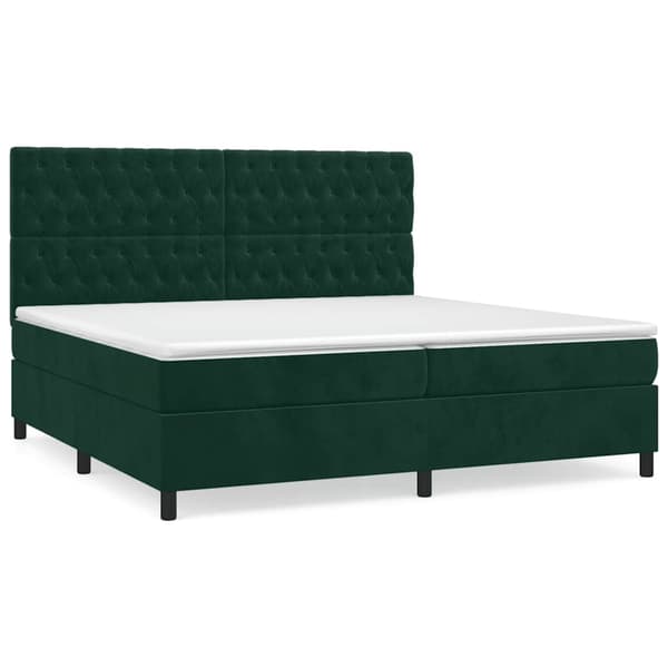 Ramsäng med madrass mörkgrön 200x200 cm sammet