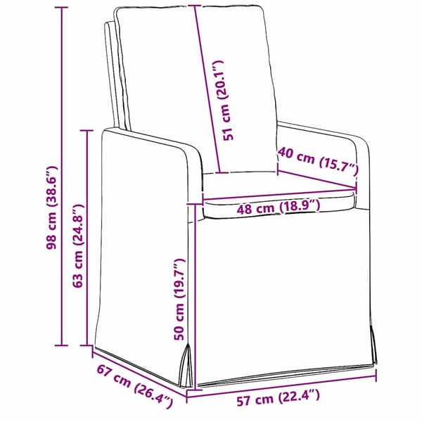 Matstolar 2 pcs Mörkgrå 57 x 67 x 98 cm Linne