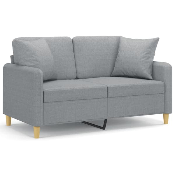 2-sits soffa med prydnadskuddar ljusgrå 120 cm tyg