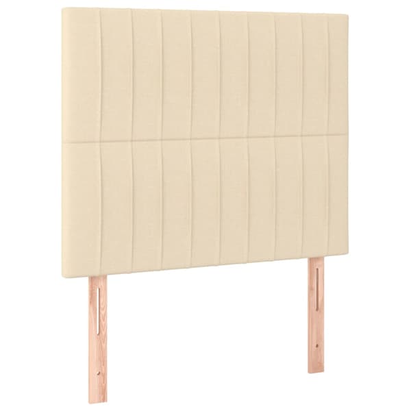 Sänggavel LED gräddvit 100x5x118/128 cm tyg