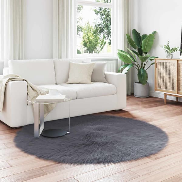 Fuskfäll matta TAFALLA Antracit Ø 200 cm Polyester