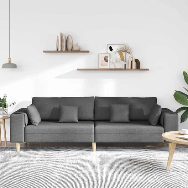 Soffa med kudde Mörkgrå 250 x 77 x 76 cm tyg