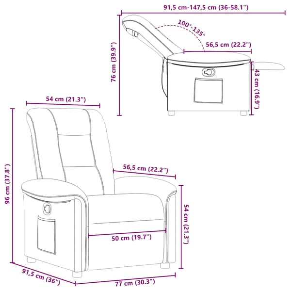 Reclinerfåtölj mörkbrun tyg