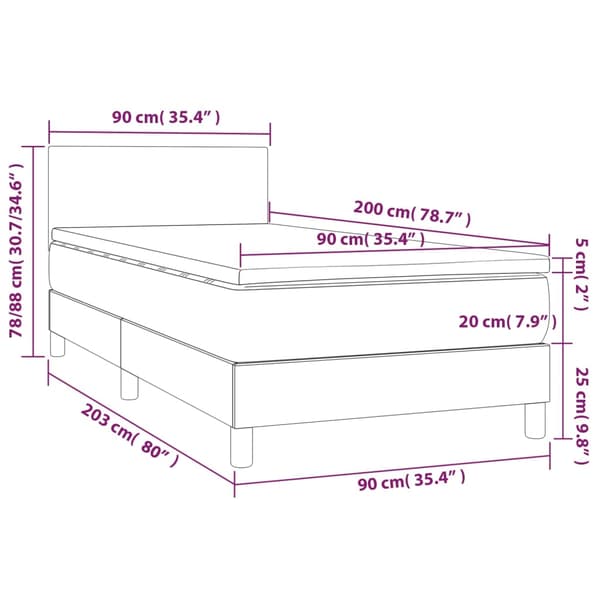 Ramsäng med madrass & LED grå 90x200 cm konstläder