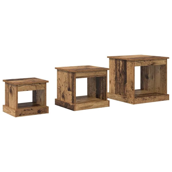 Kaffeebord 3 pcs Gammalt trä Konstruerat trä