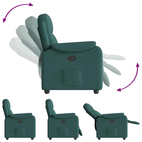 Reclinerfåtölj mörkgrön tyg