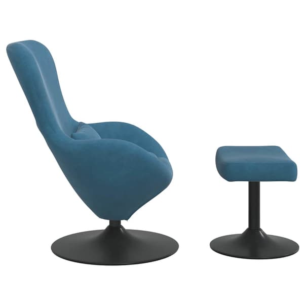Äggstol med Fotpall with Footstool Blå Sammet