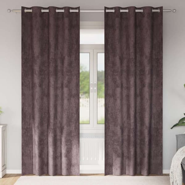 Sammetsgardiner 2 st Brun 225 x 140 cm Sammet