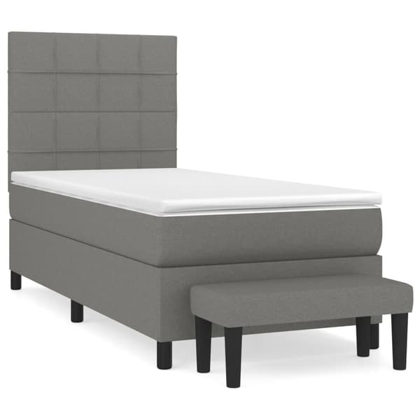 Ramsäng med madrass mörkgrå 100x200 cm tyg