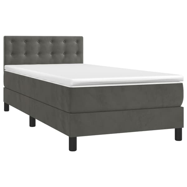Ramsäng med madrass mörkgrå 90x200 cm sammet