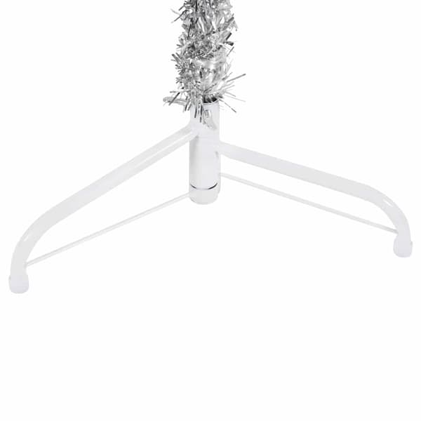 Smal halv plastgran med stativ silver 150 cm