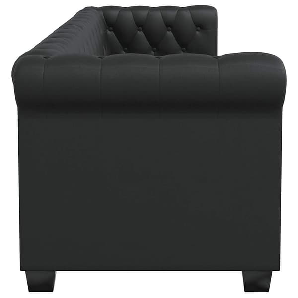 Chesterfield 3-sits konstläder svart