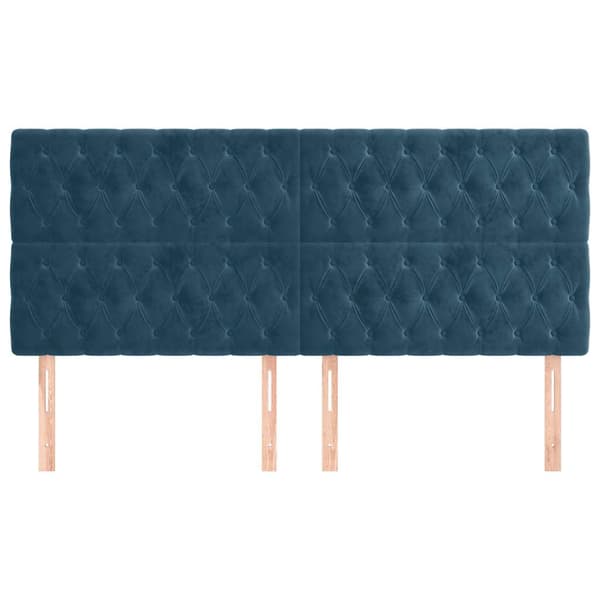 Sänggavel mörkblå 200x7x118/128 cm sammet