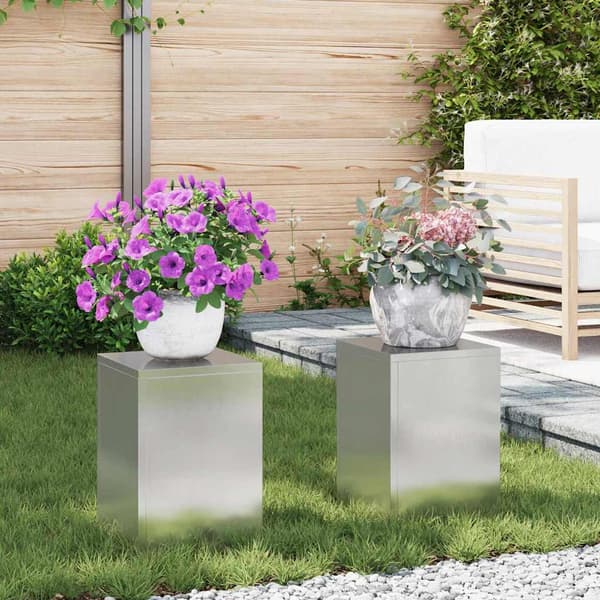 Växtställ 2 pcs Silver 24 x 24 x 35 cm Rostfritt stål