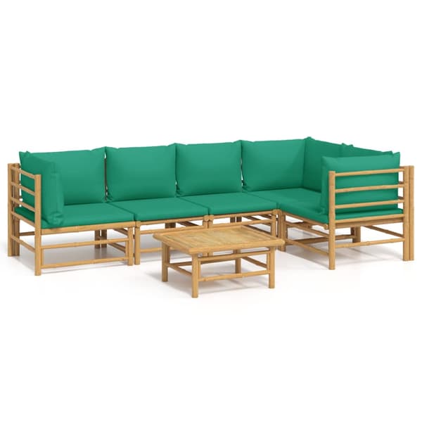 Loungegrupp 6 delar gröna dynor bambu