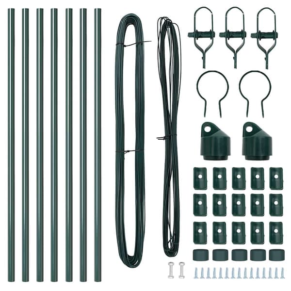 Inbäddad staketpost 7 pcs Grön Pulverlackerat stål