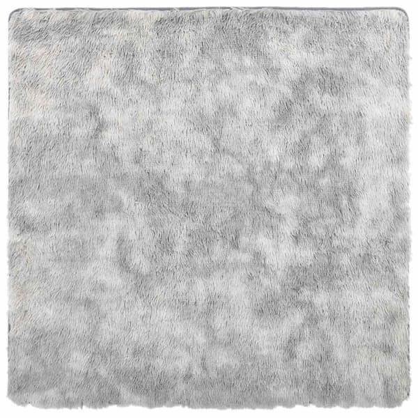 Ryamatta med lång lugg NAVARRA silvergrå 240x240 cm polyester