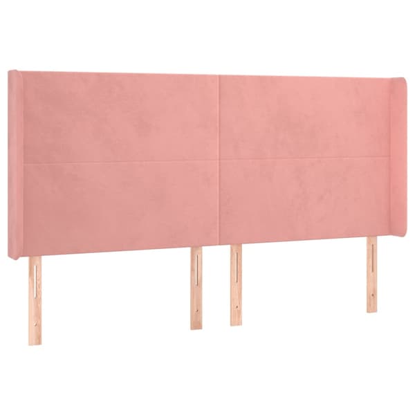 Ramsäng med madrass rosa & LED 180x200 cm sammet