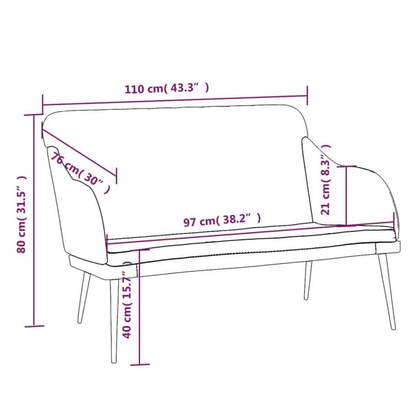 VidaXL Bänk rosa 110x76x80 cm sammet