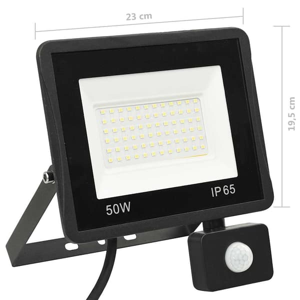 Strålkastare med sensor 50 W LED kallvit
