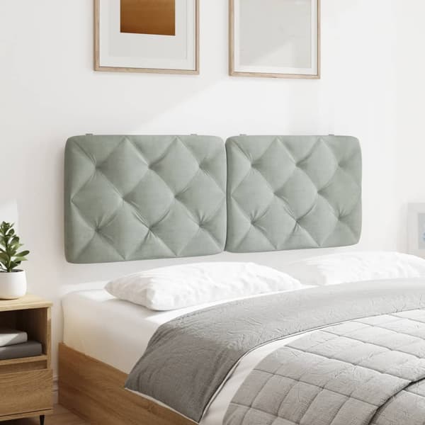 Headboard Cushion Light Grey 120 cm Velvet