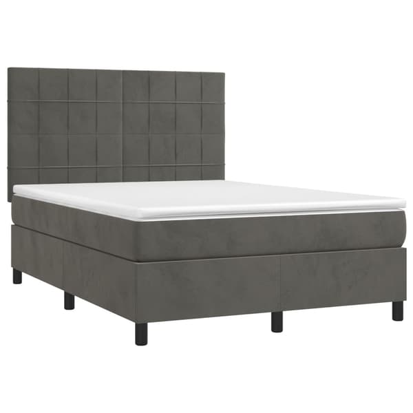 Ramsäng med madrass mörkgrå 140x190 cm sammet