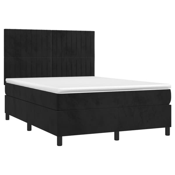 Ramsäng med madrass svart 140x190 cm sammet
