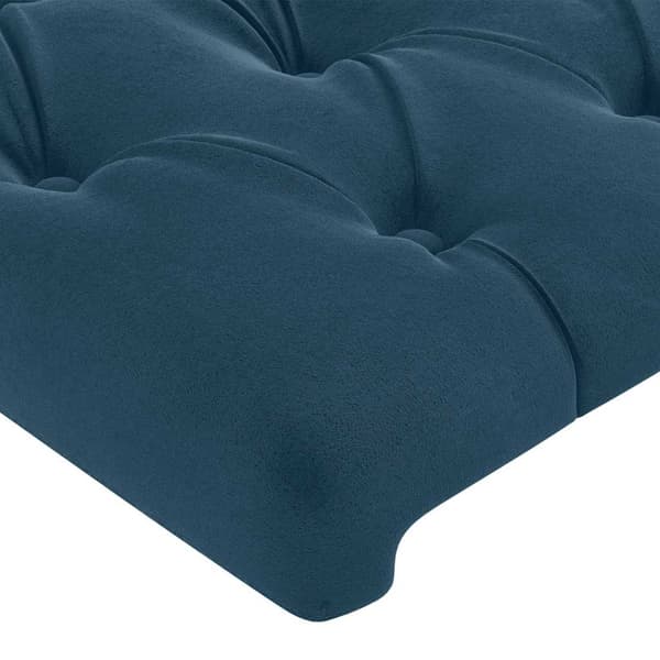 Sänggavel LED mörkblå 100x7x118/128 cm sammet