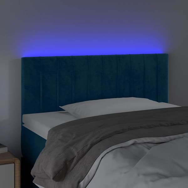 Sänggavel LED mörkblå 80x5x78/88 cm sammet