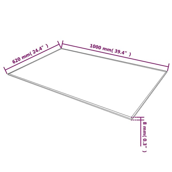 Bordsskiva härdat glas 1000x620 mm rektangulär