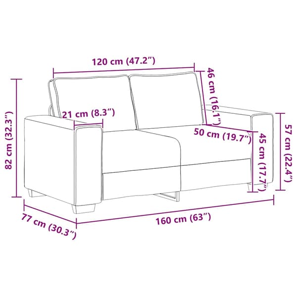 Loveseat soffa cremefärgad 160x77x82 cm manchestertyg