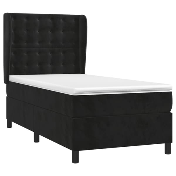 Ramsäng med madrass svart 90x200 cm sammet