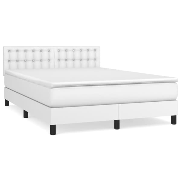 Ramsäng med madrass vit 140x190 cm konstläder
