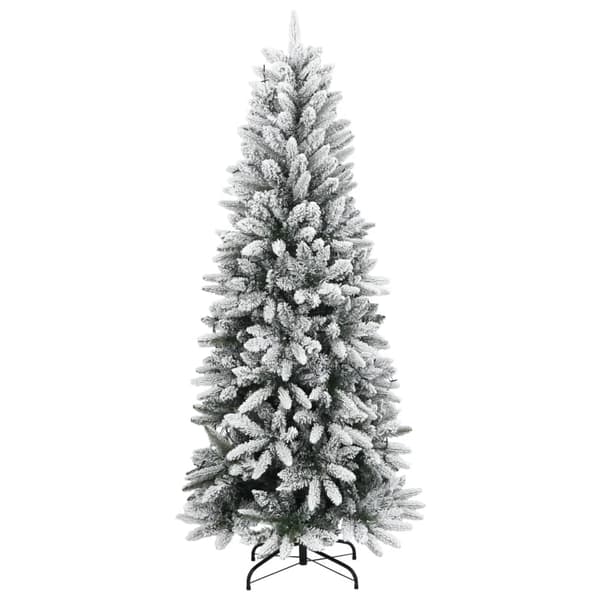 Plastgran med 300 LEDs och snö 210 cm