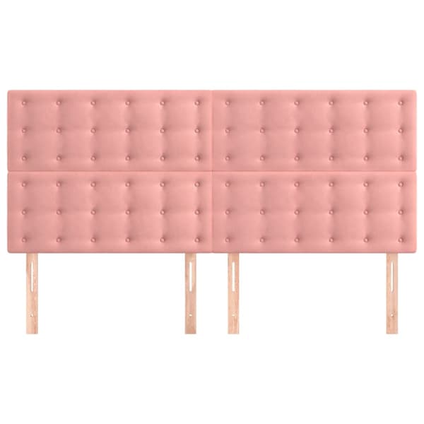 Sänggavel rosa 160x5x118/128 cm sammet