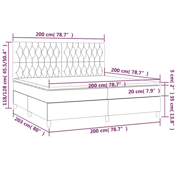 Ramsäng med madrass mörkblå 200x200 cm sammet