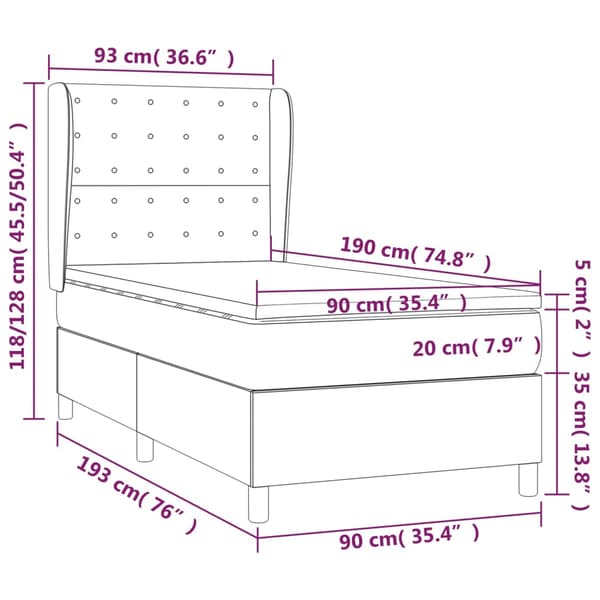 Ramsäng med madrass vit 90x190 cm konstläder
