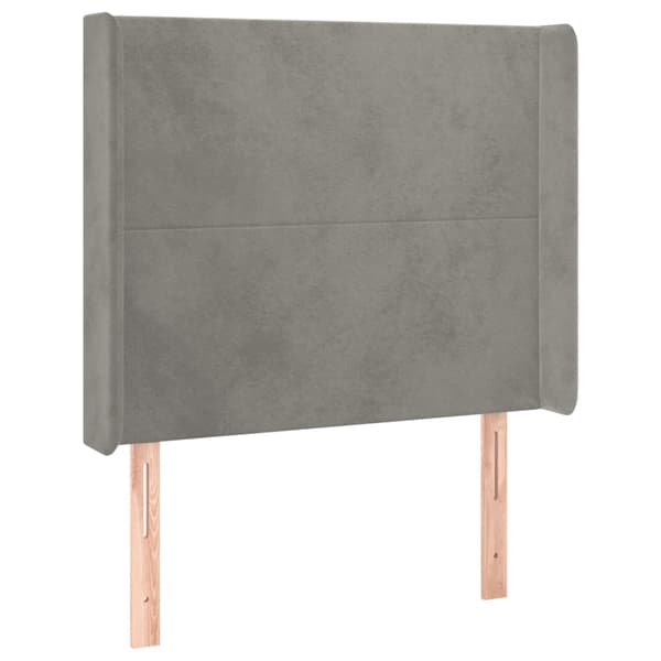Ramsäng med madrass & LED ljusgrå 90x190 cm sammet
