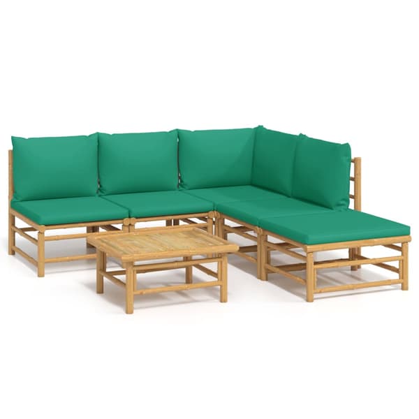 Loungegrupp 6 delar gröna dynor bambu