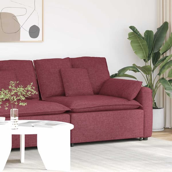 Modulär soffa armstödsändmodul med dynor vinröd 100 cm