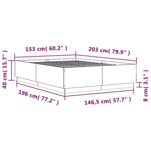 Sängram vit 150x200 cm konstruerat trä