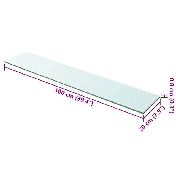 Hyllplan glas genomskinlig 100x20 cm