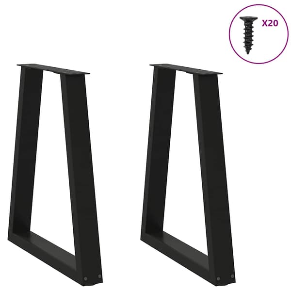 Matbordsben V-formade 2 st svarta 60x(72-73,3) cm stål