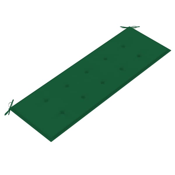 Bataviabänk med grön dyna 150 cm massiv teak