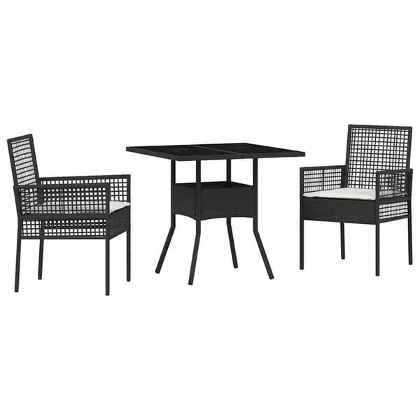 Trädgårdsmöbelset 3 pcs Svart konstrotting